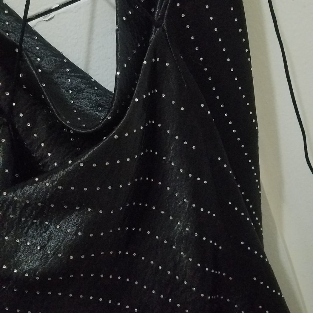 NWT JEWEL SATIN EFFECT BLACK RHINESTONE DRESS - Picture 11 of 11